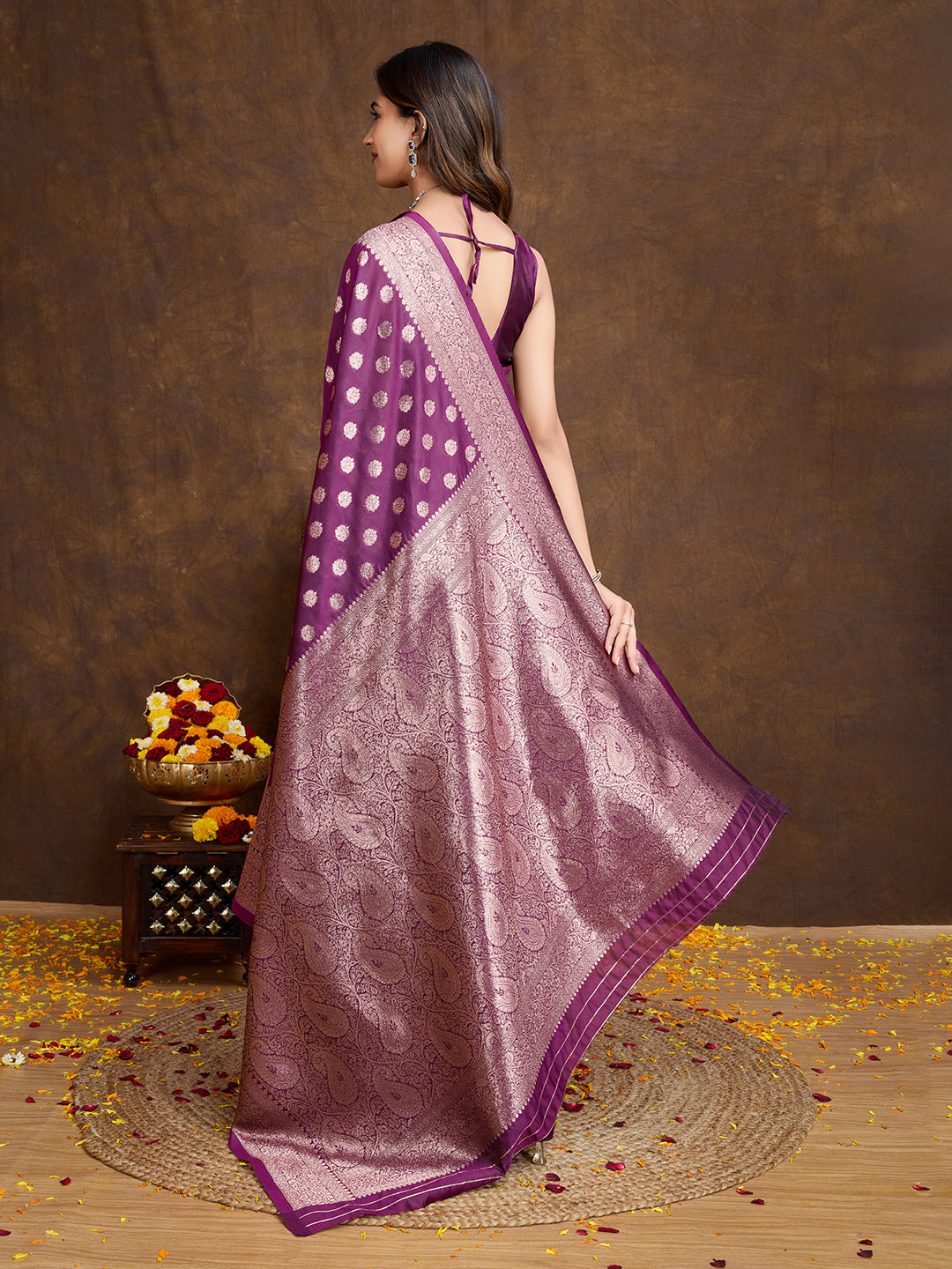 DrapeKatha Lavender Allure – Woven Bollywood Pure Silk Saree