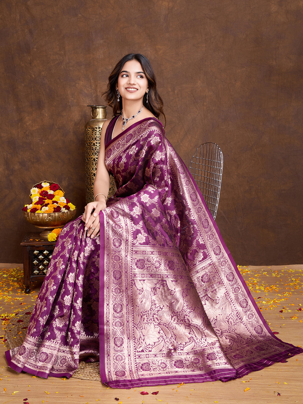 DrapeKatha Lavender Luxe – Woven Bollywood Pure Silk Saree