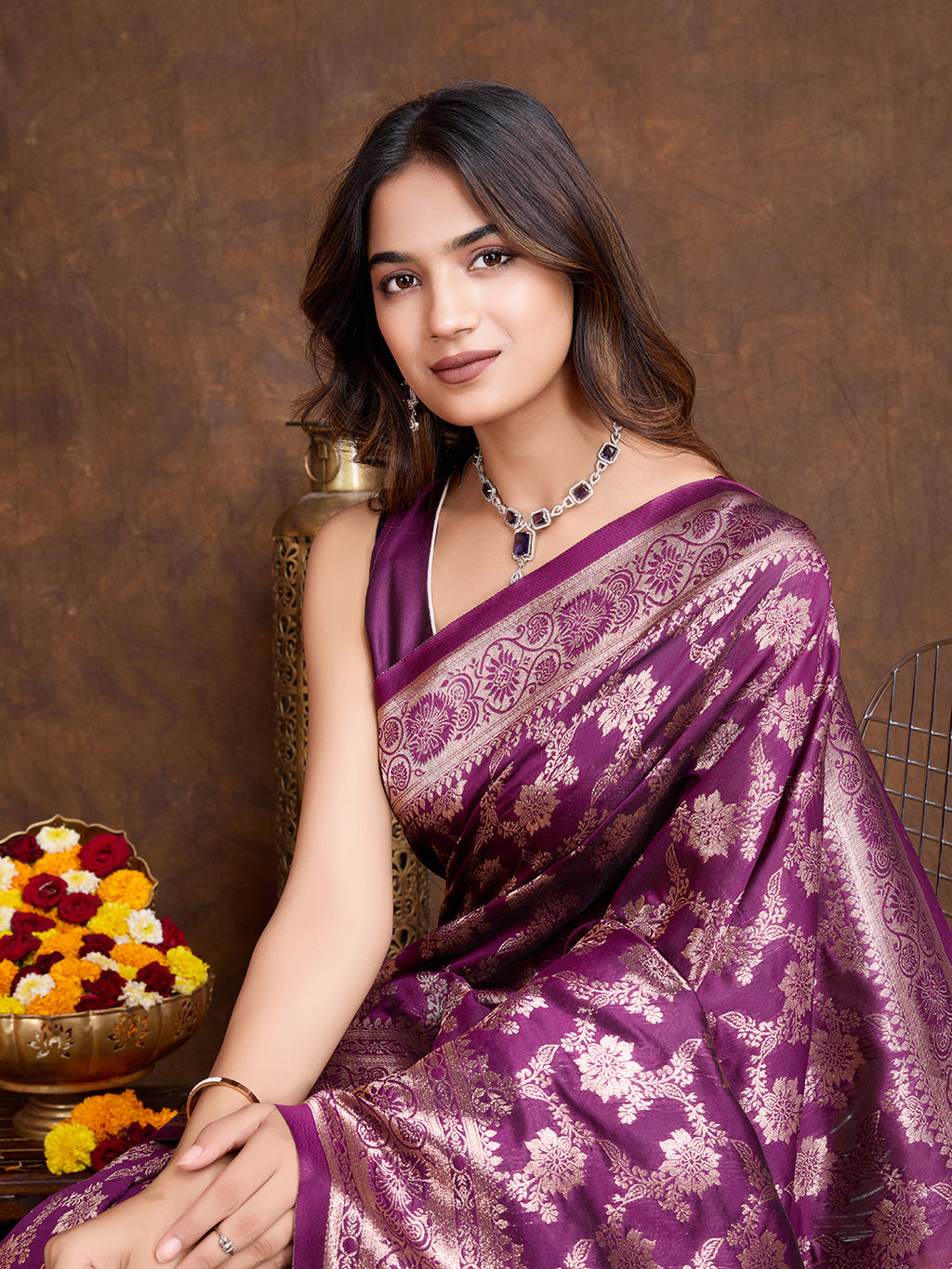 DrapeKatha Lavender Luxe – Woven Bollywood Pure Silk Saree
