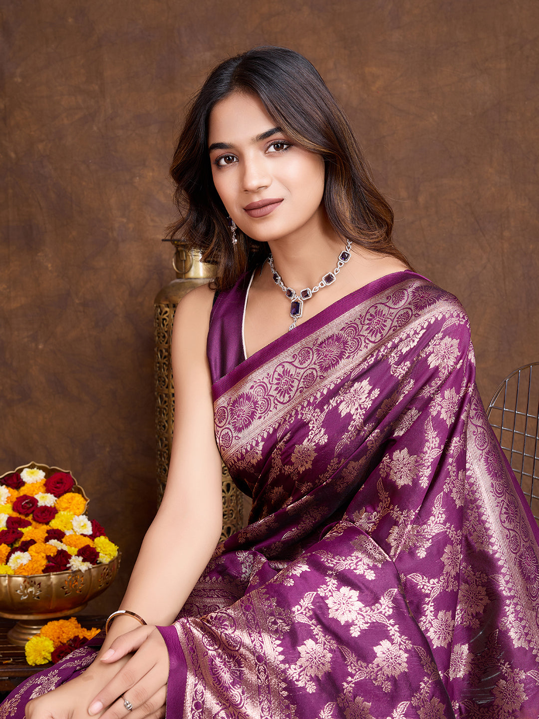 DrapeKatha Lavender Luxe – Woven Bollywood Pure Silk Saree