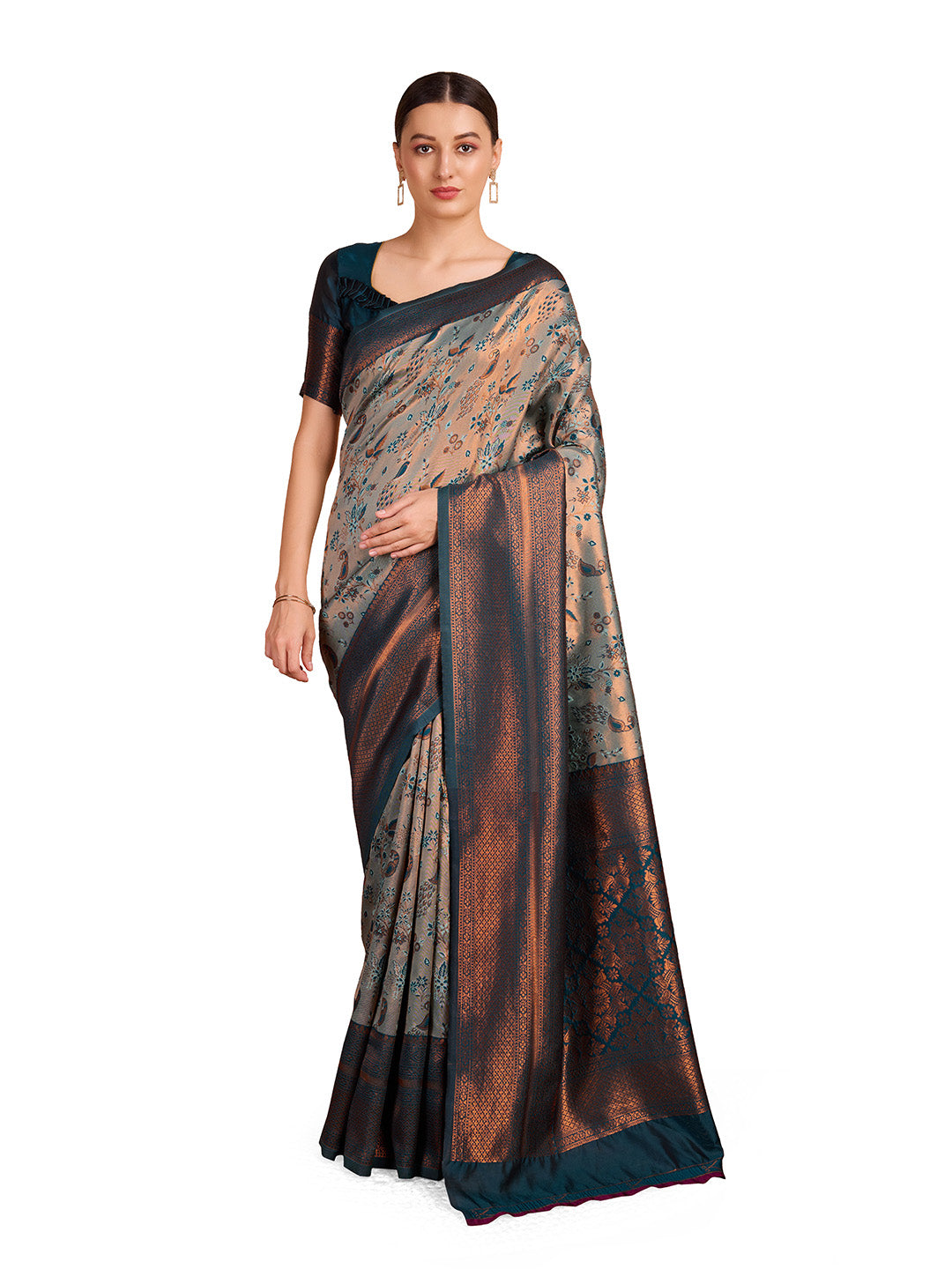 DrapeKatha Minted Muse – Woven Banarasi Pure Silk Saree
