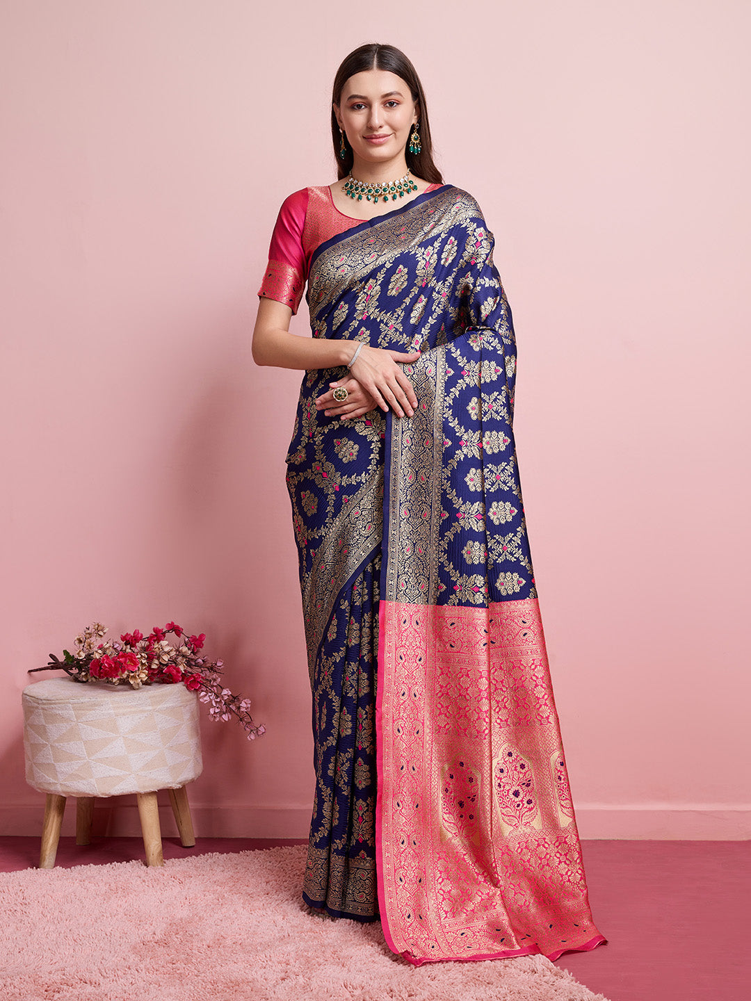 DrapeKatha Rang Utsav – Digital Print Banarasi Silk Blend Saree