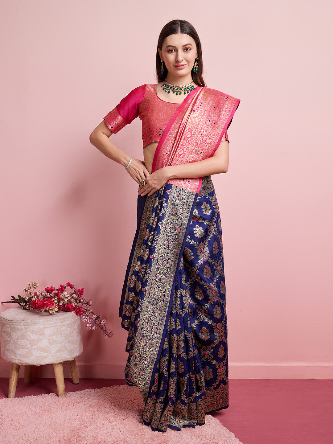 DrapeKatha Rang Utsav – Digital Print Banarasi Silk Blend Saree