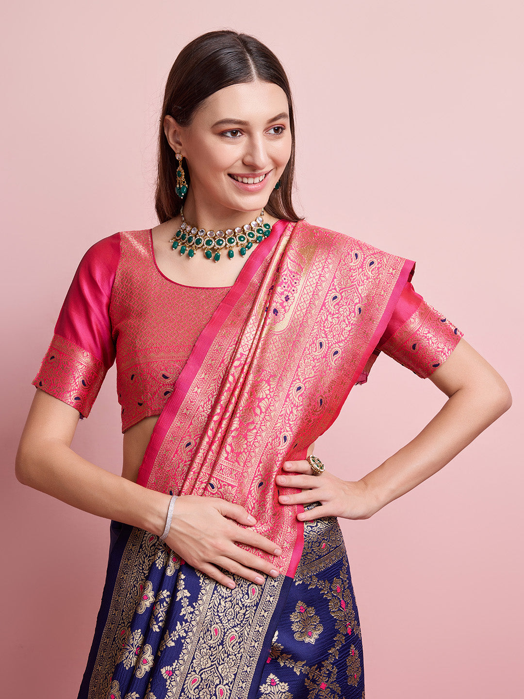 DrapeKatha Rang Utsav – Digital Print Banarasi Silk Blend Saree