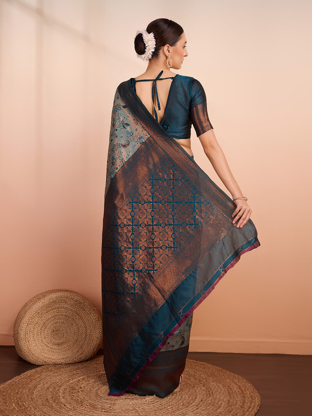 DrapeKatha Minted Muse – Woven Banarasi Pure Silk Saree