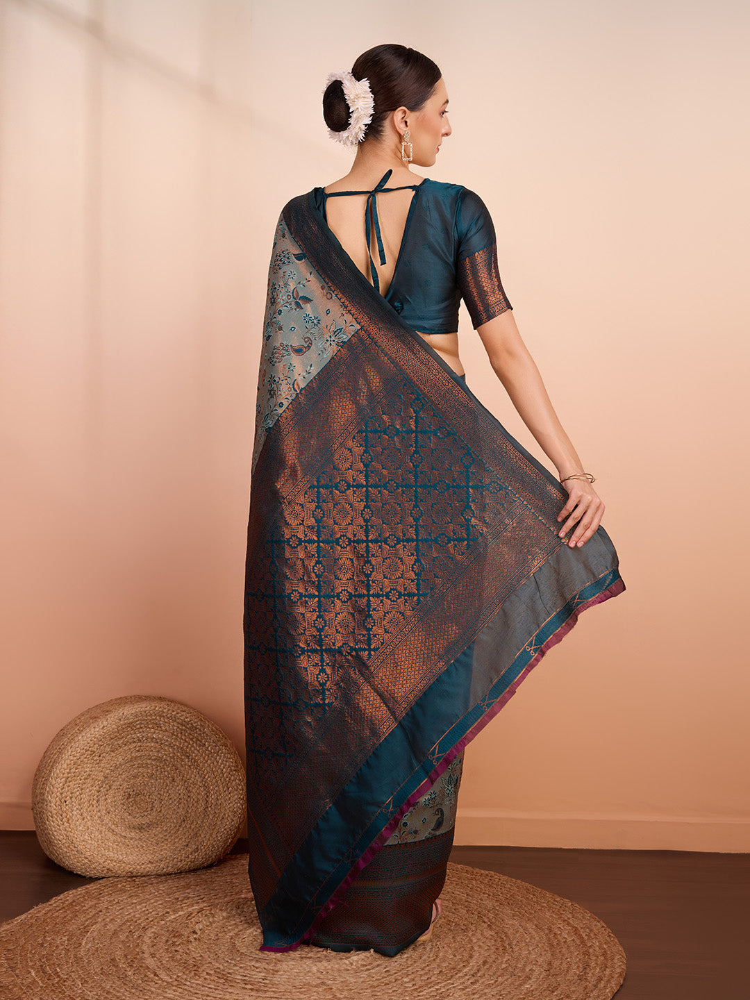 DrapeKatha Minted Muse – Woven Banarasi Pure Silk Saree