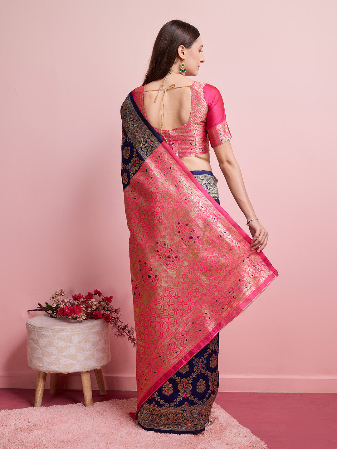 DrapeKatha Rang Utsav – Digital Print Banarasi Silk Blend Saree