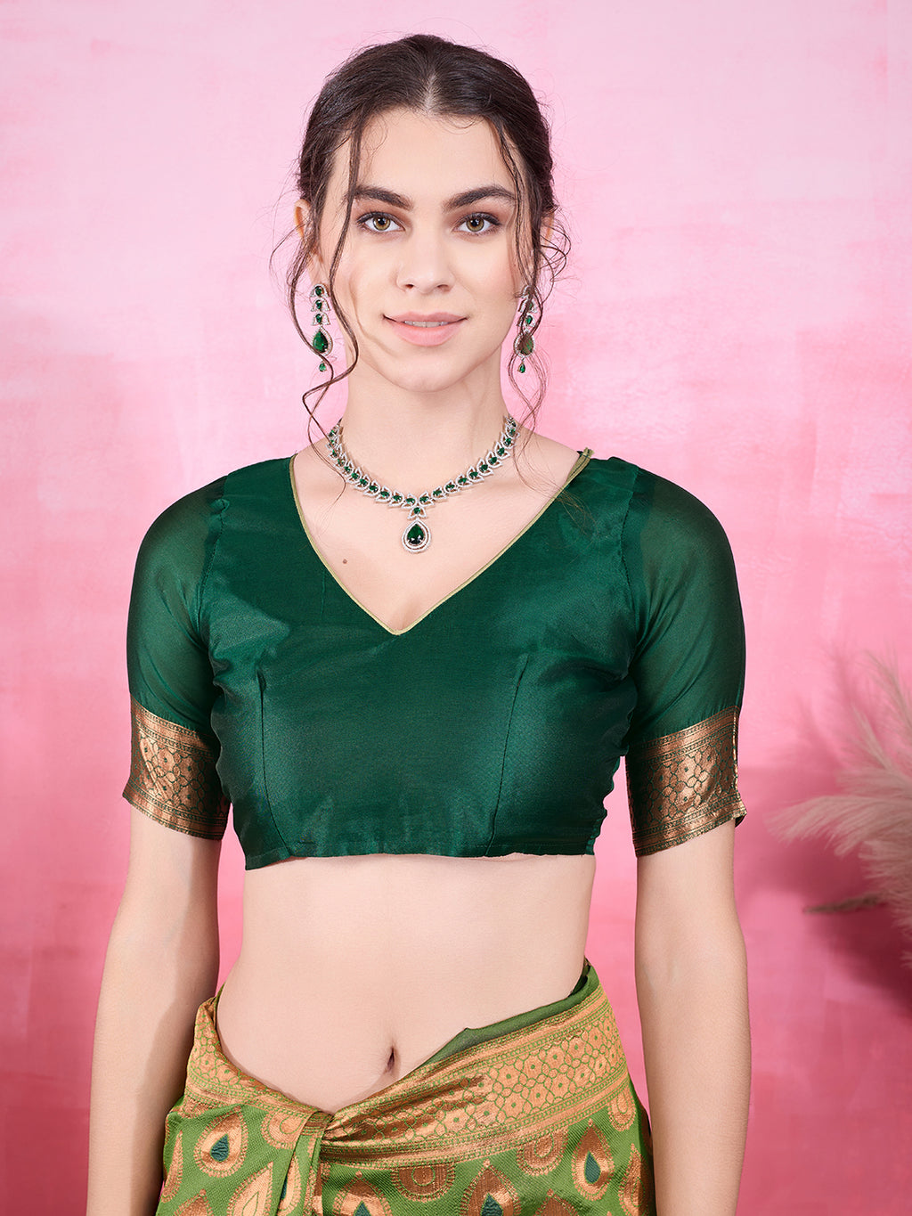 DrapeKatha Fresh Fern – Woven Bollywood Pure Silk Saree