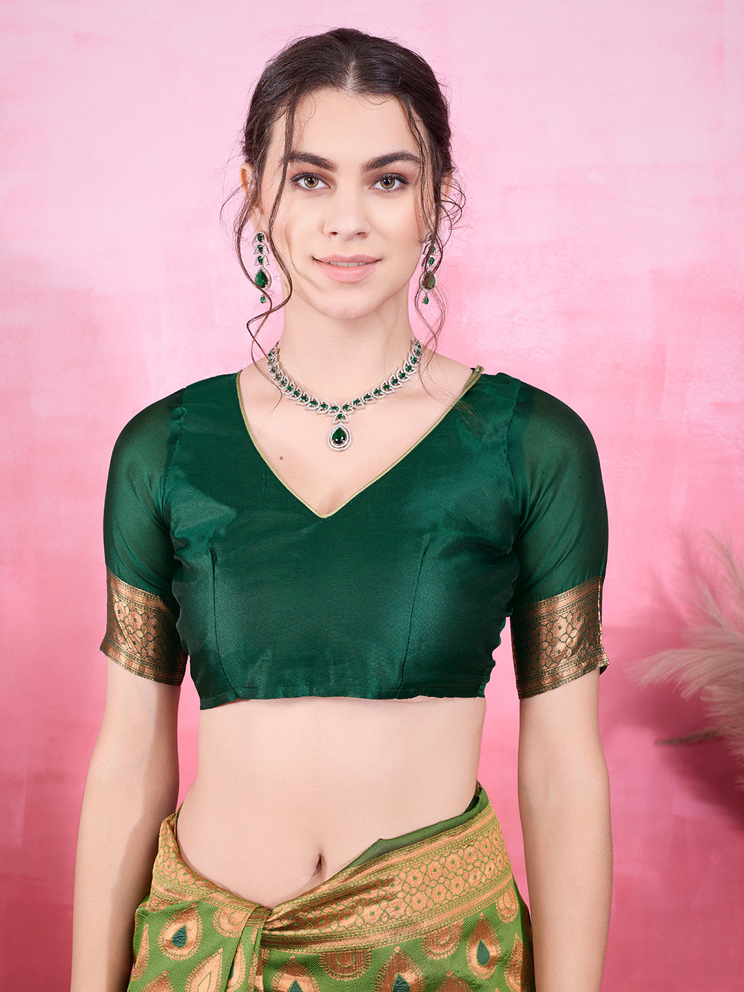 DrapeKatha Fresh Fern – Woven Bollywood Pure Silk Saree