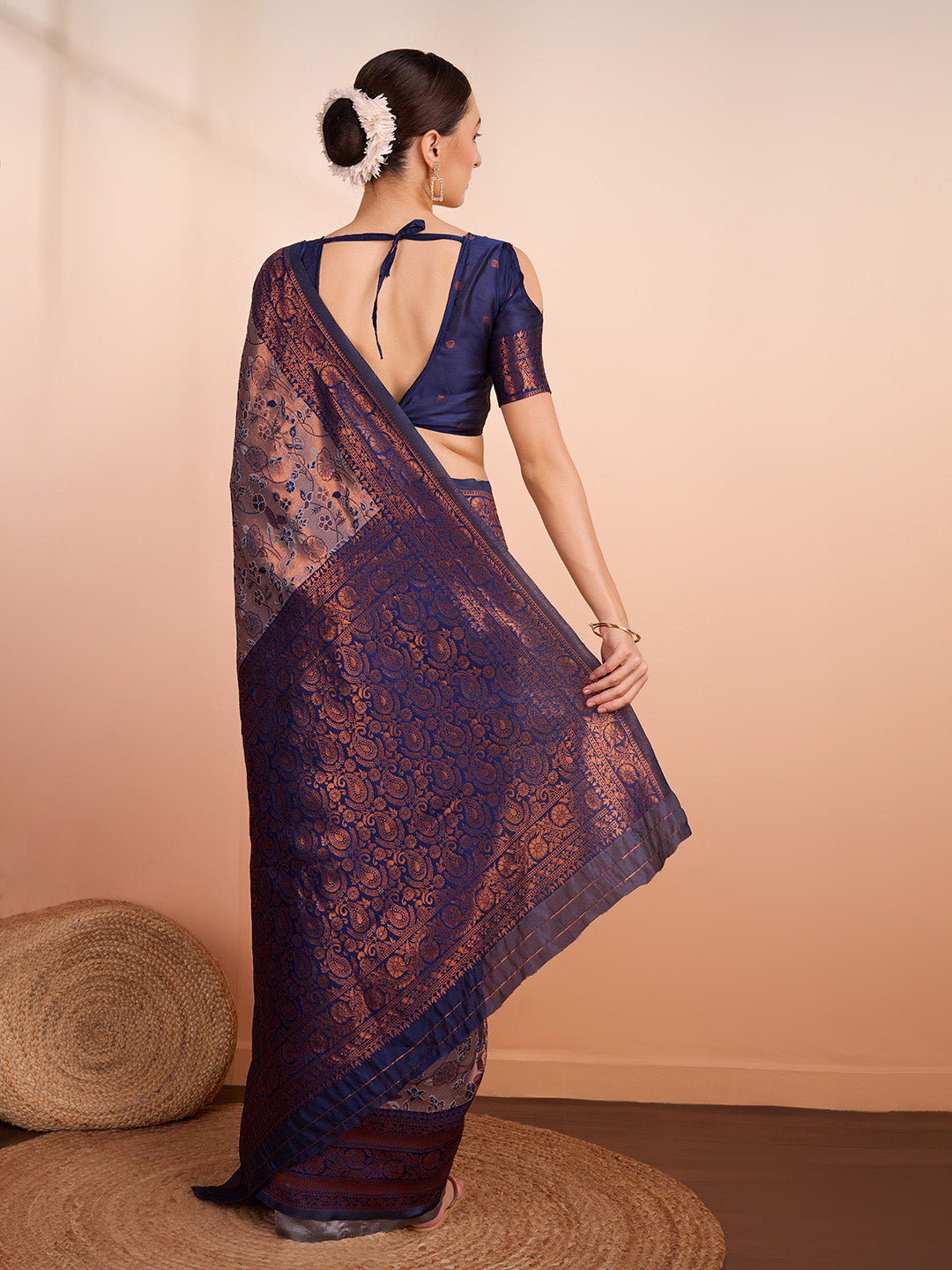 DrapeKatha Smoky Charm – Woven Banarasi Pure Silk Saree