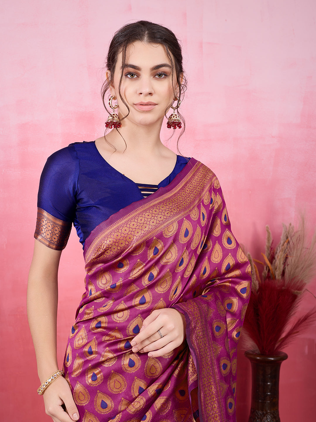 DrapeKatha Rosé Raga – Woven Bollywood Pure Silk Saree