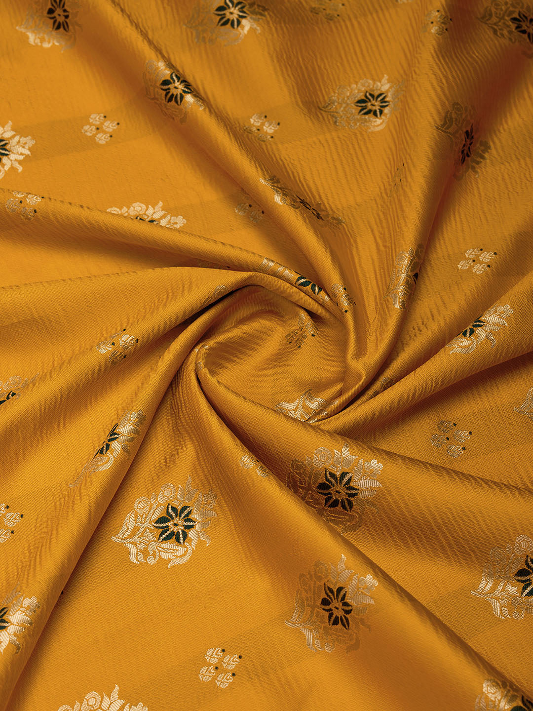 DrapeKatha Golden Harvest – Digital Print Banarasi Silk Blend Saree