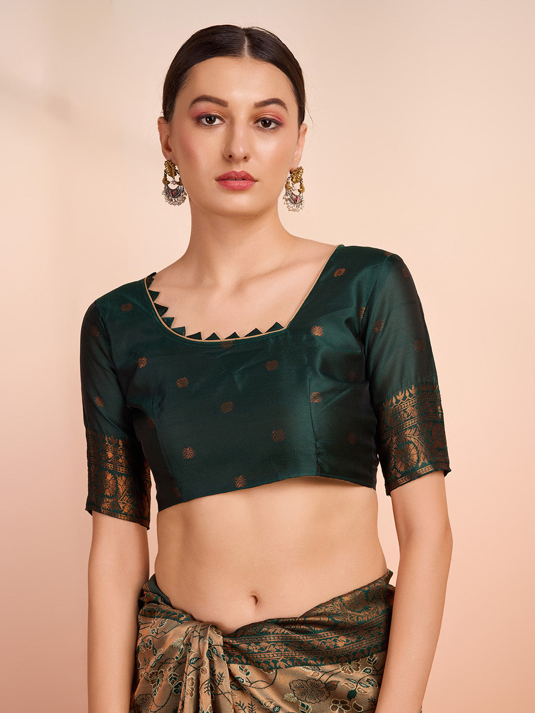 DrapeKatha Emerald Aura – Woven Banarasi Pure Silk Saree