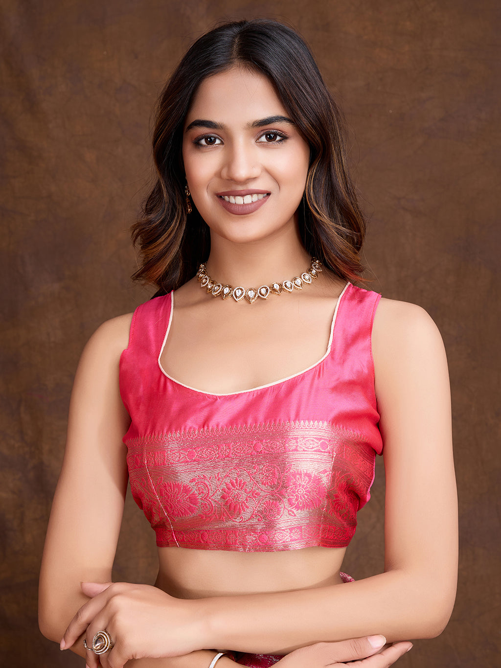 DrapeKatha Rosé Radiance – Woven Bollywood Pure Silk Saree