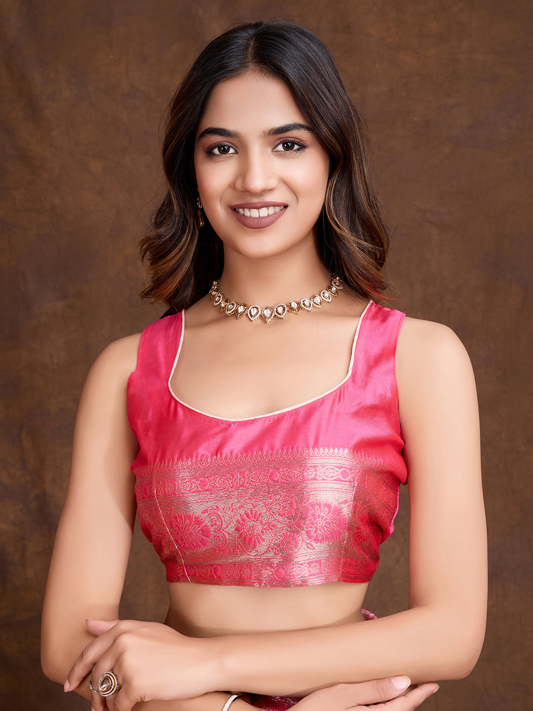 DrapeKatha Rosé Radiance – Woven Bollywood Pure Silk Saree