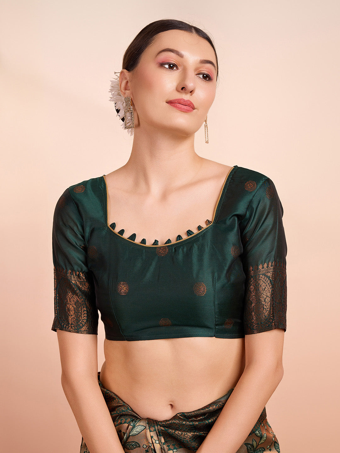 DrapeKatha Forest Dusk – Woven Banarasi Pure Silk Saree