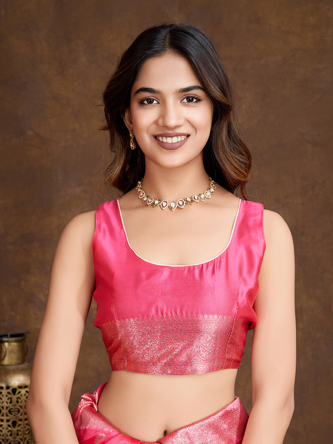 DrapeKatha Rose Charm – Woven Bollywood Pure Silk Saree