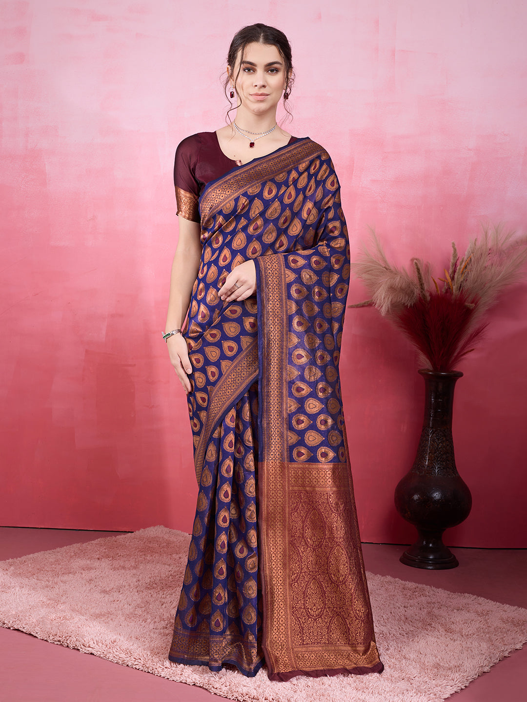 DrapeKatha Twilight Tones – Woven Bollywood Pure Silk Saree