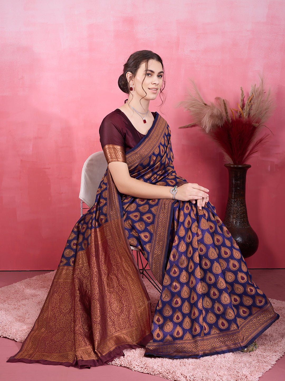 DrapeKatha Twilight Tones – Woven Bollywood Pure Silk Saree