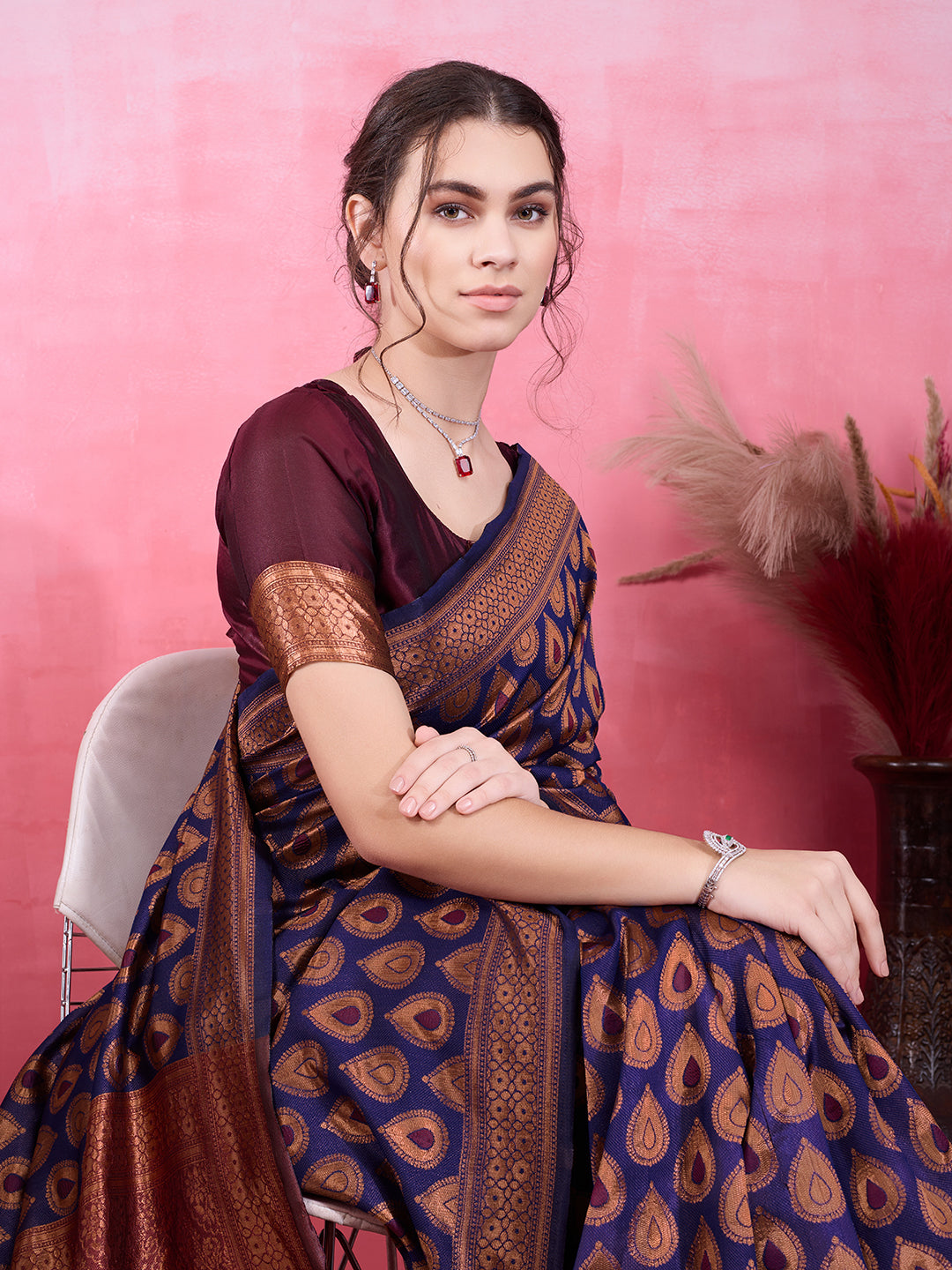 DrapeKatha Twilight Tones – Woven Bollywood Pure Silk Saree