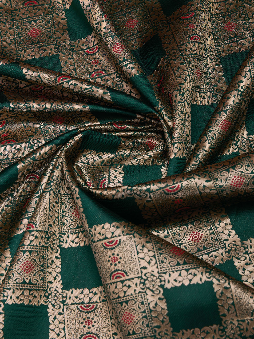 DrapeKatha Leaf Whisper – Digital Print Banarasi Silk Blend Saree