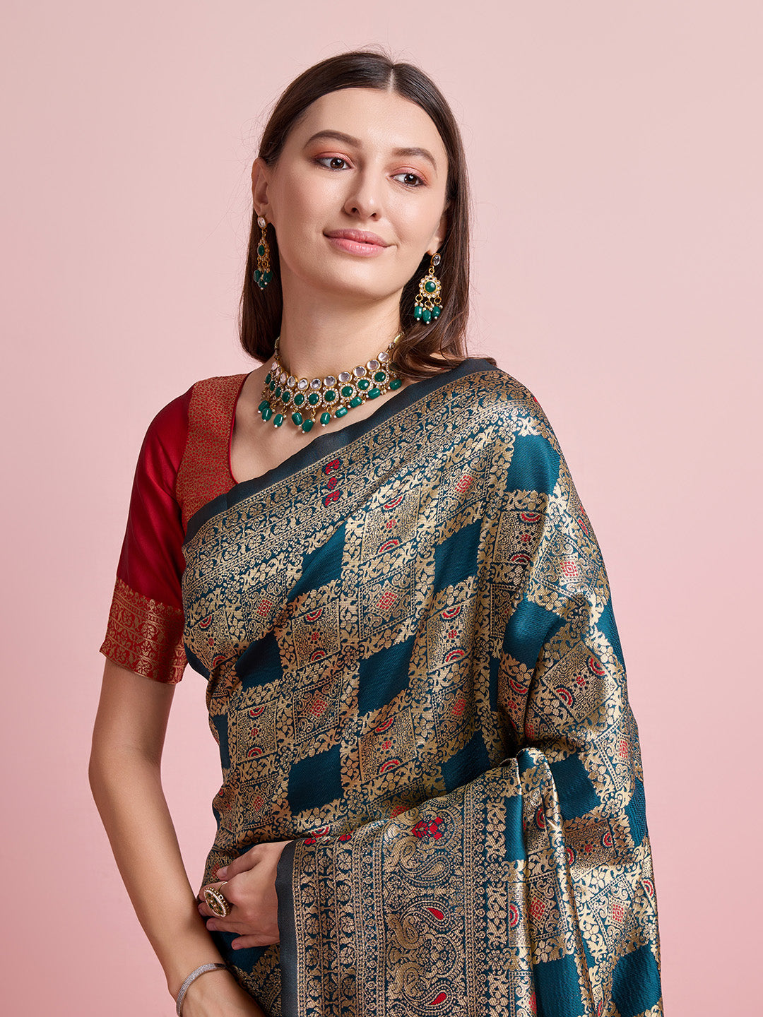 DrapeKatha RangSutra – Digital Print Banarasi Silk Blend Saree