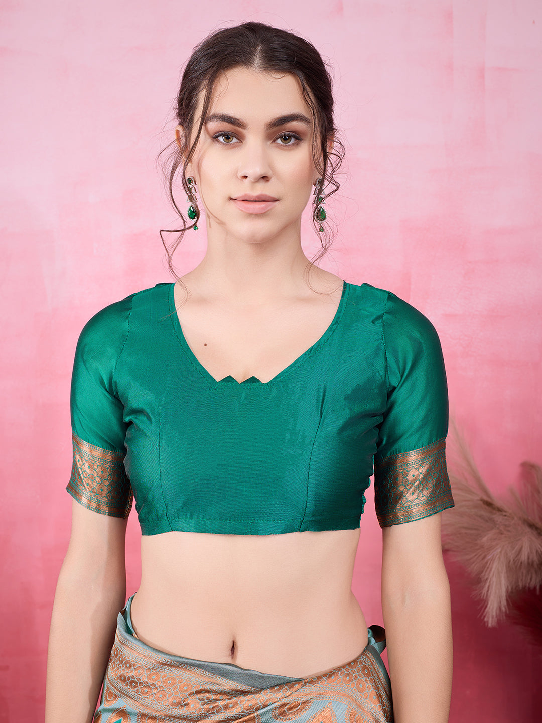 DrapeKatha Emerald Poise – Woven Bollywood Pure Silk Saree