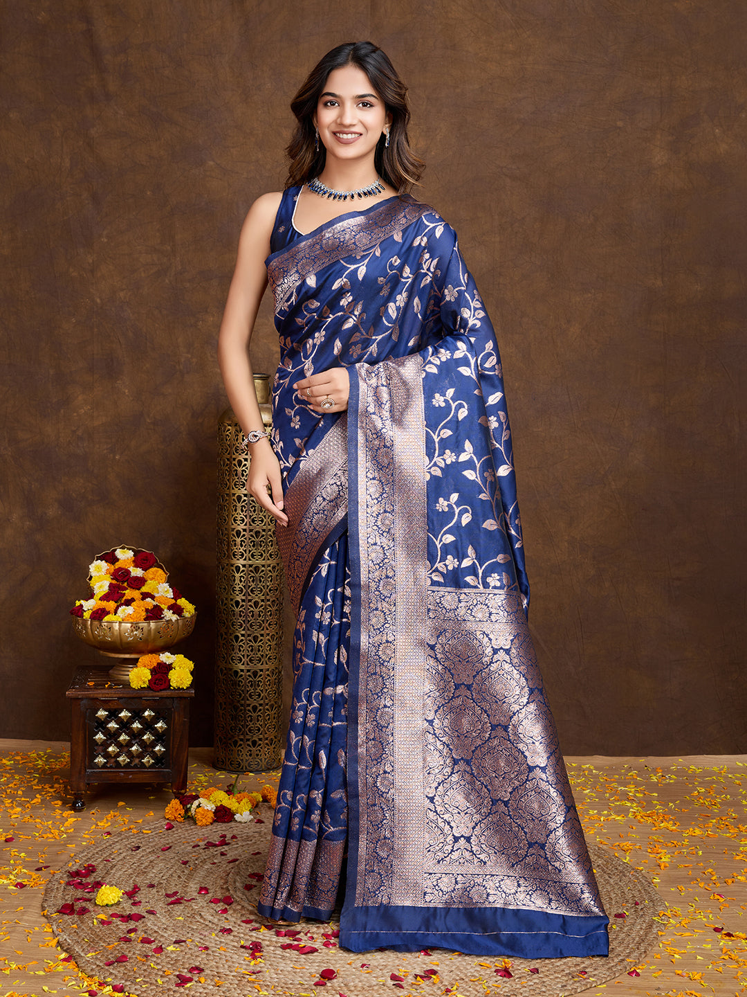 DrapeKatha Midnight Grace – Woven Bollywood Pure Silk Saree
