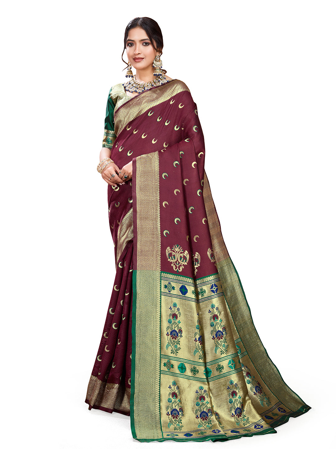 DrapeKatha Wine Enchant – Embellished Banarasi Tussar Silk Saree