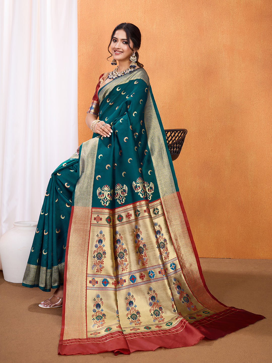 DrapeKatha Meadow Muse – Embellished Banarasi Tussar Silk Saree