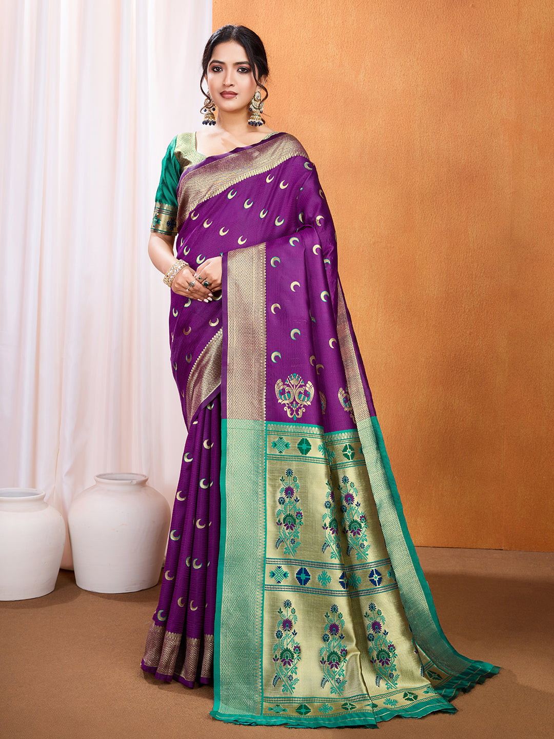 DrapeKatha Mystic Plum – Embellished Banarasi Tussar Silk Saree