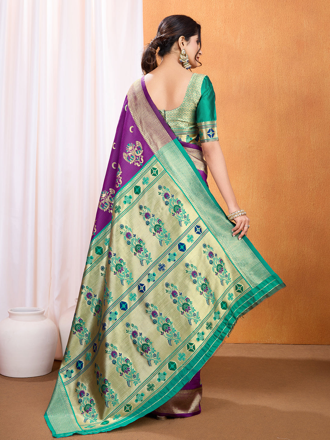 DrapeKatha Mystic Plum – Embellished Banarasi Tussar Silk Saree