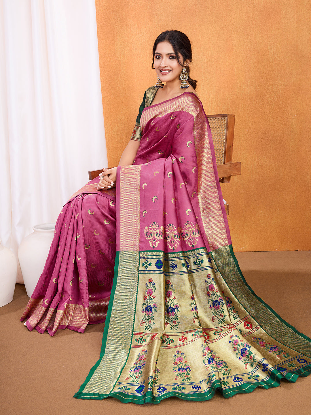 DrapeKatha Petal Sheen – Embellished Banarasi Tussar Silk Saree