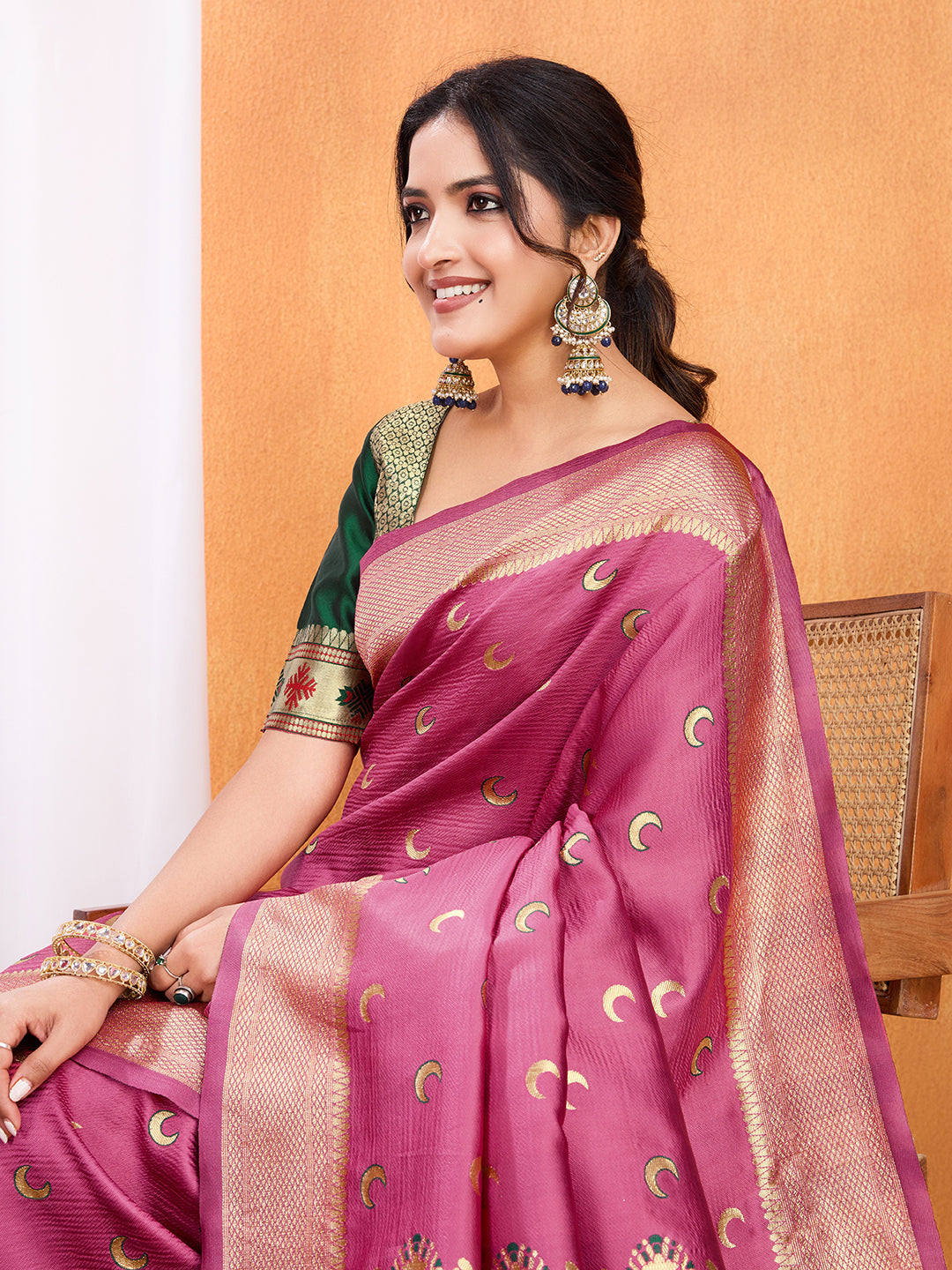 DrapeKatha Petal Sheen – Embellished Banarasi Tussar Silk Saree