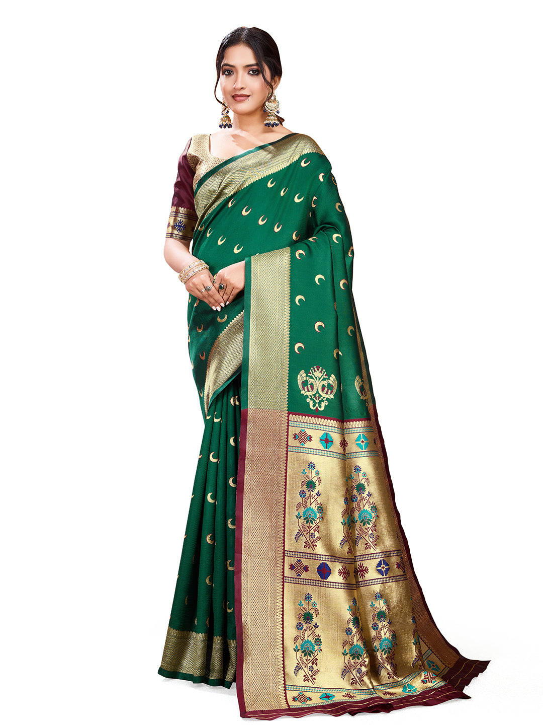 DrapeKatha Enchanted Grove – Embellished Banarasi Tussar Silk Saree