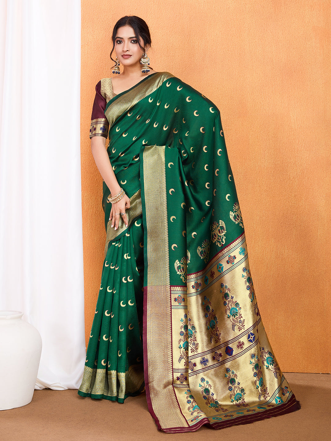 DrapeKatha Enchanted Grove – Embellished Banarasi Tussar Silk Saree