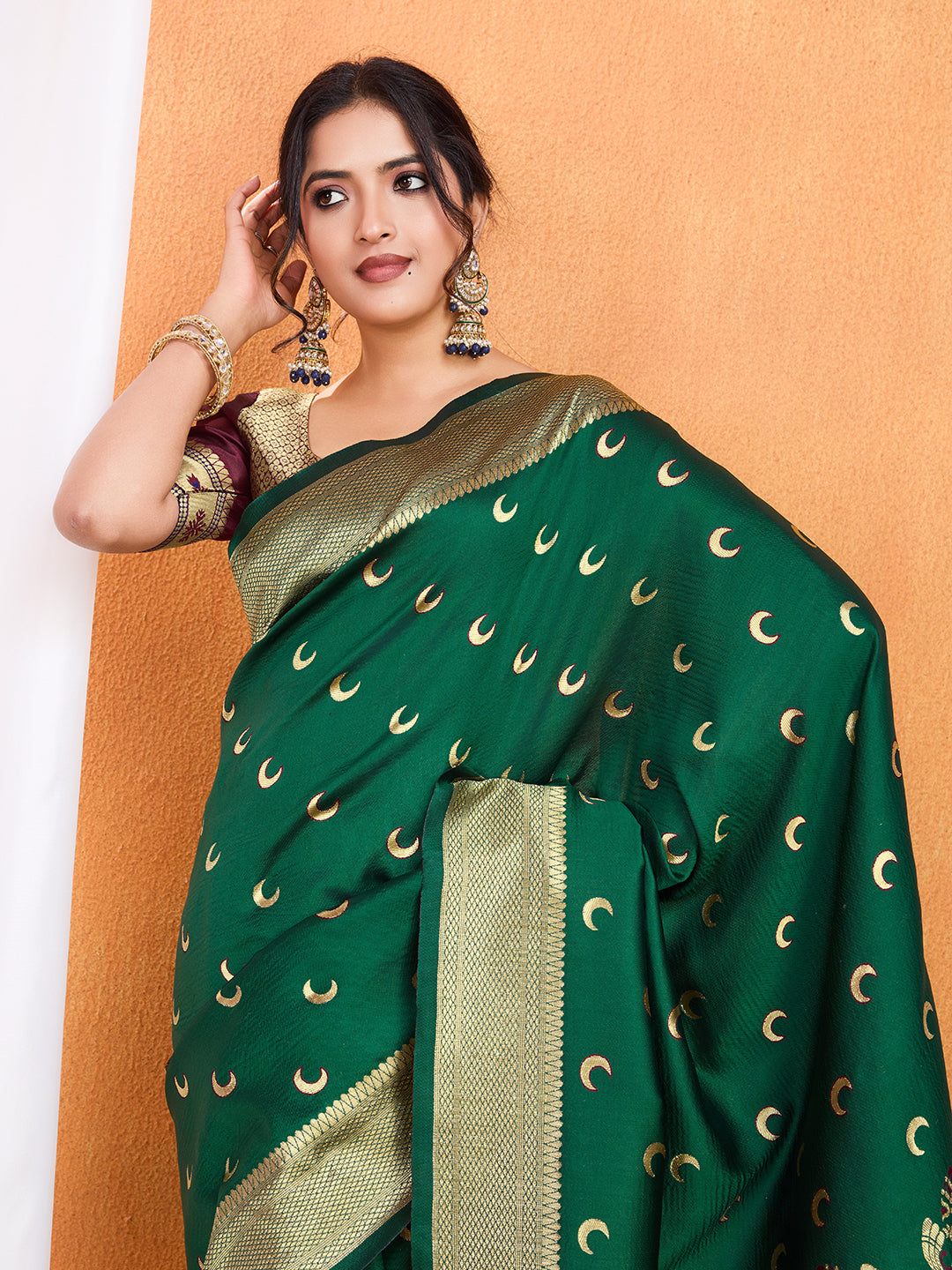 DrapeKatha Enchanted Grove – Embellished Banarasi Tussar Silk Saree