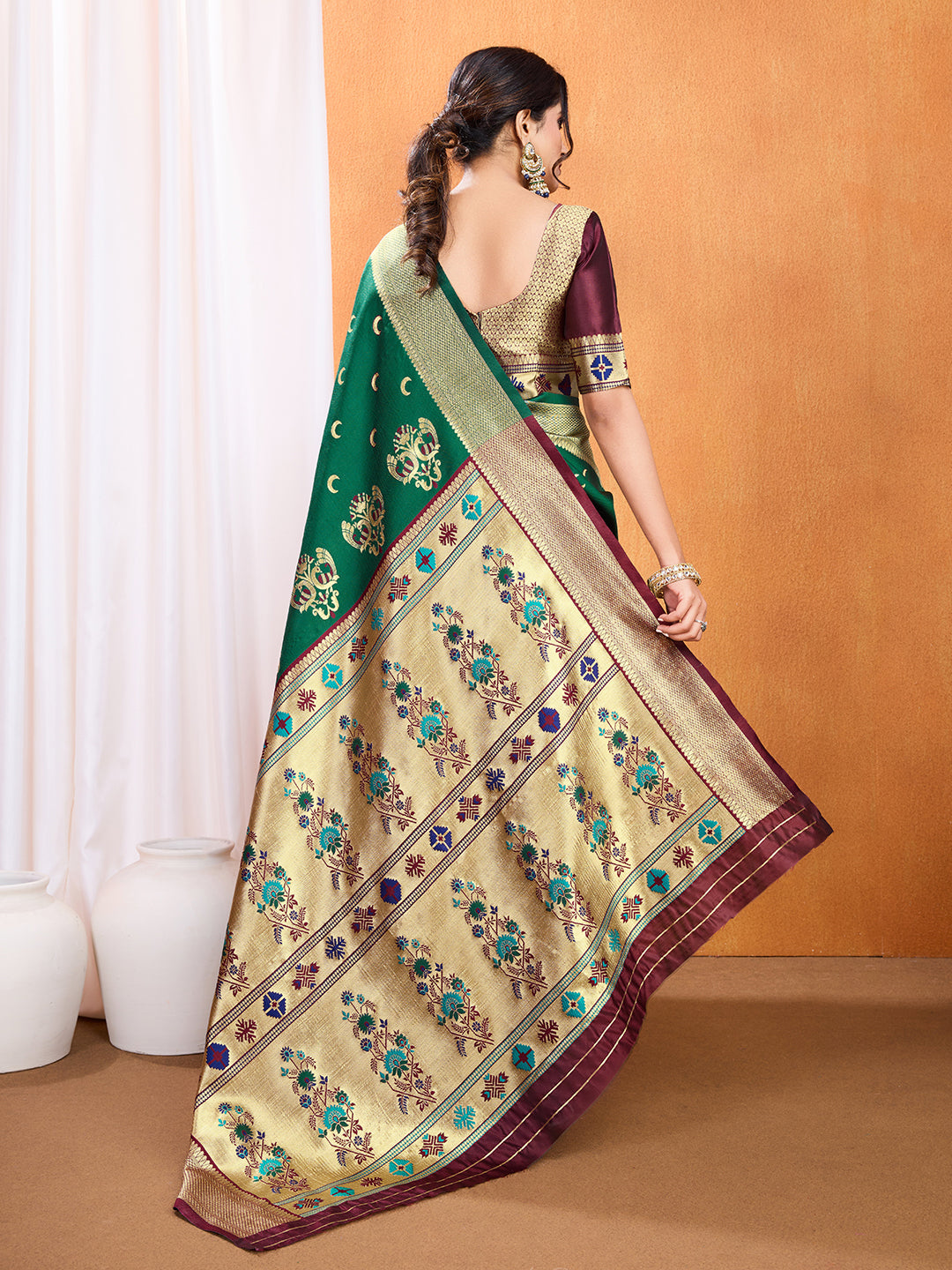 DrapeKatha Enchanted Grove – Embellished Banarasi Tussar Silk Saree