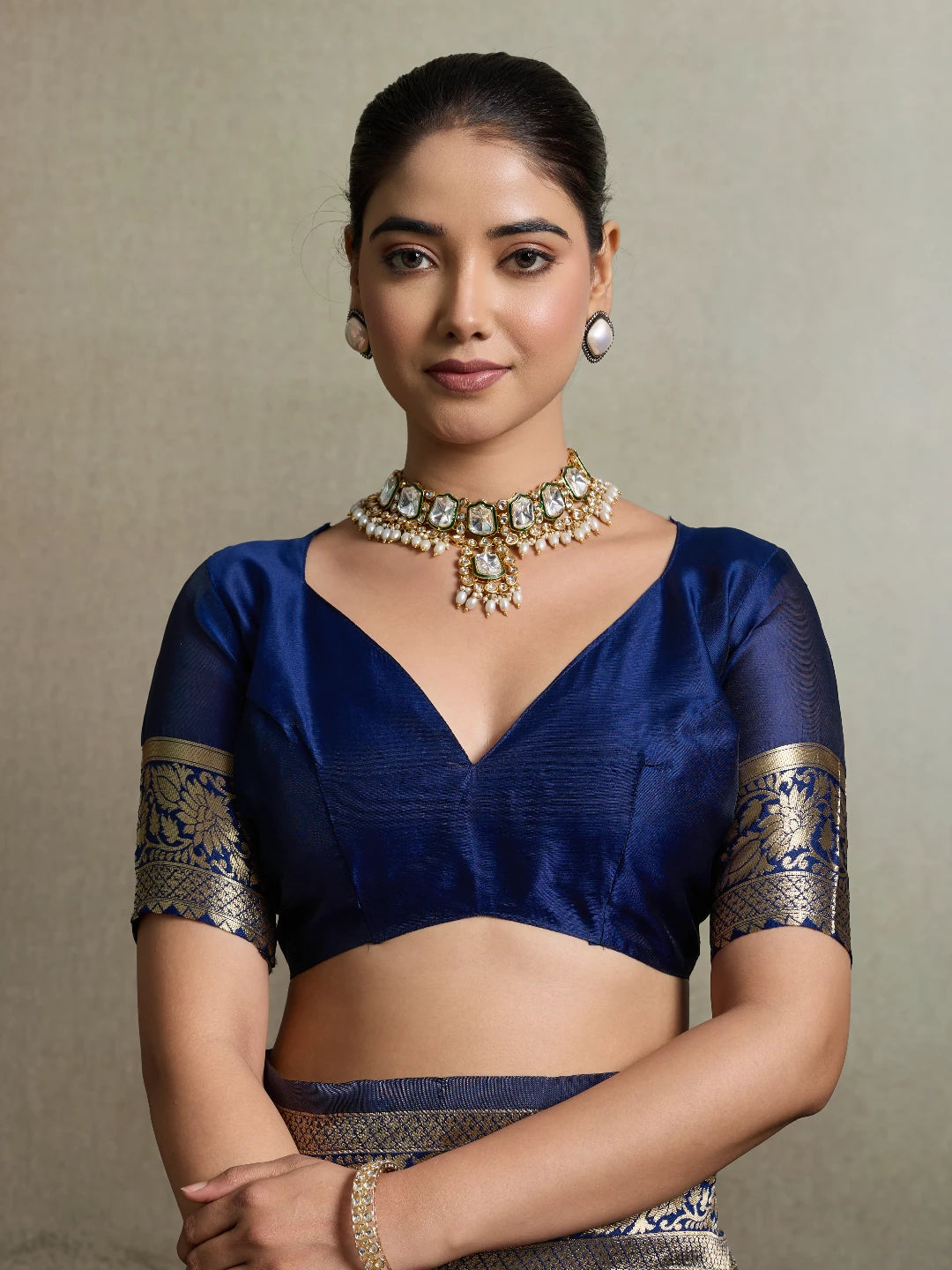 DrapeKatha Midnight Neel – Royal Zari Brocade Silk Saree