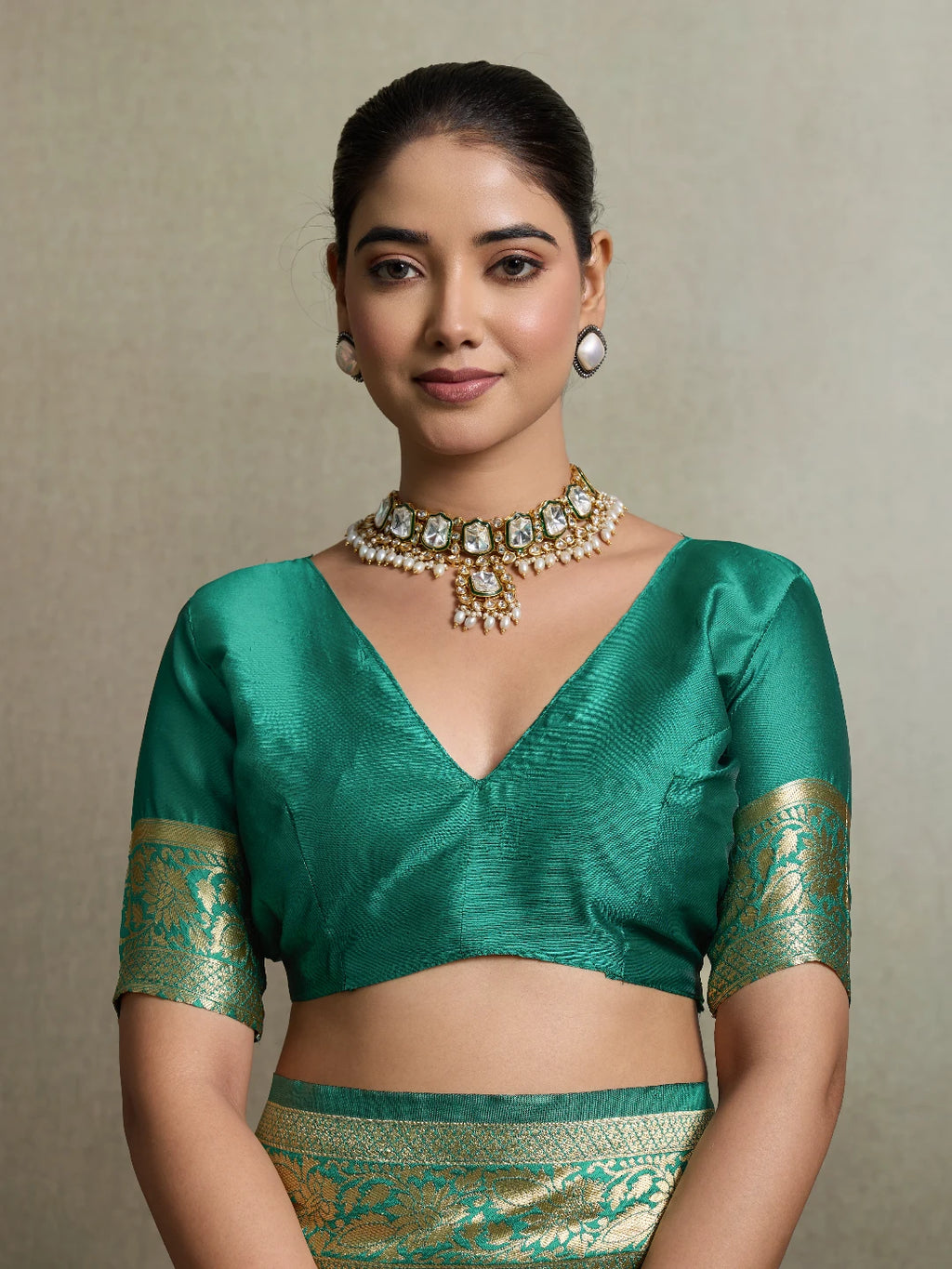 DrapeKatha Emerald Noor – Ornate Zari Silk Saree