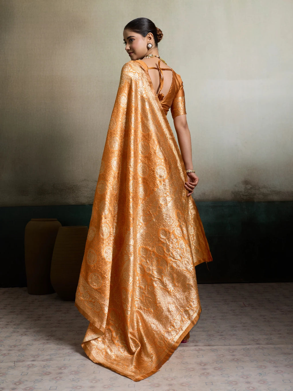 DrapeKatha Sunehri Glow – Heritage Zari Woven Silk Saree