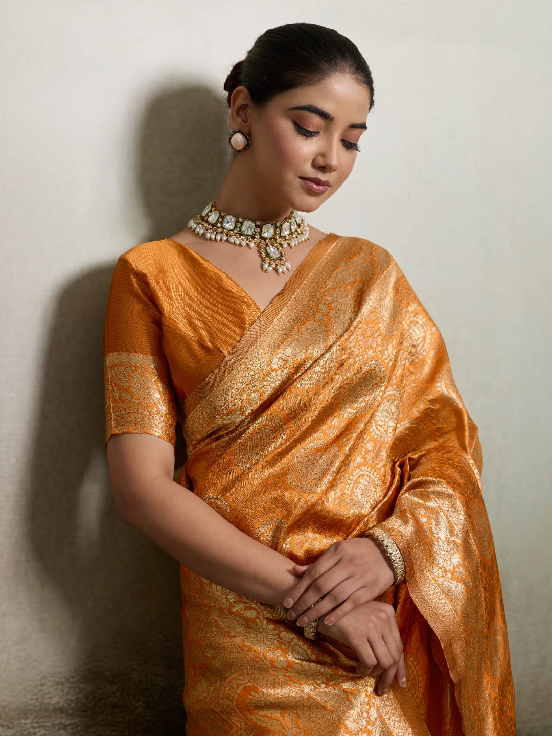 DrapeKatha Sunehri Glow – Heritage Zari Woven Silk Saree
