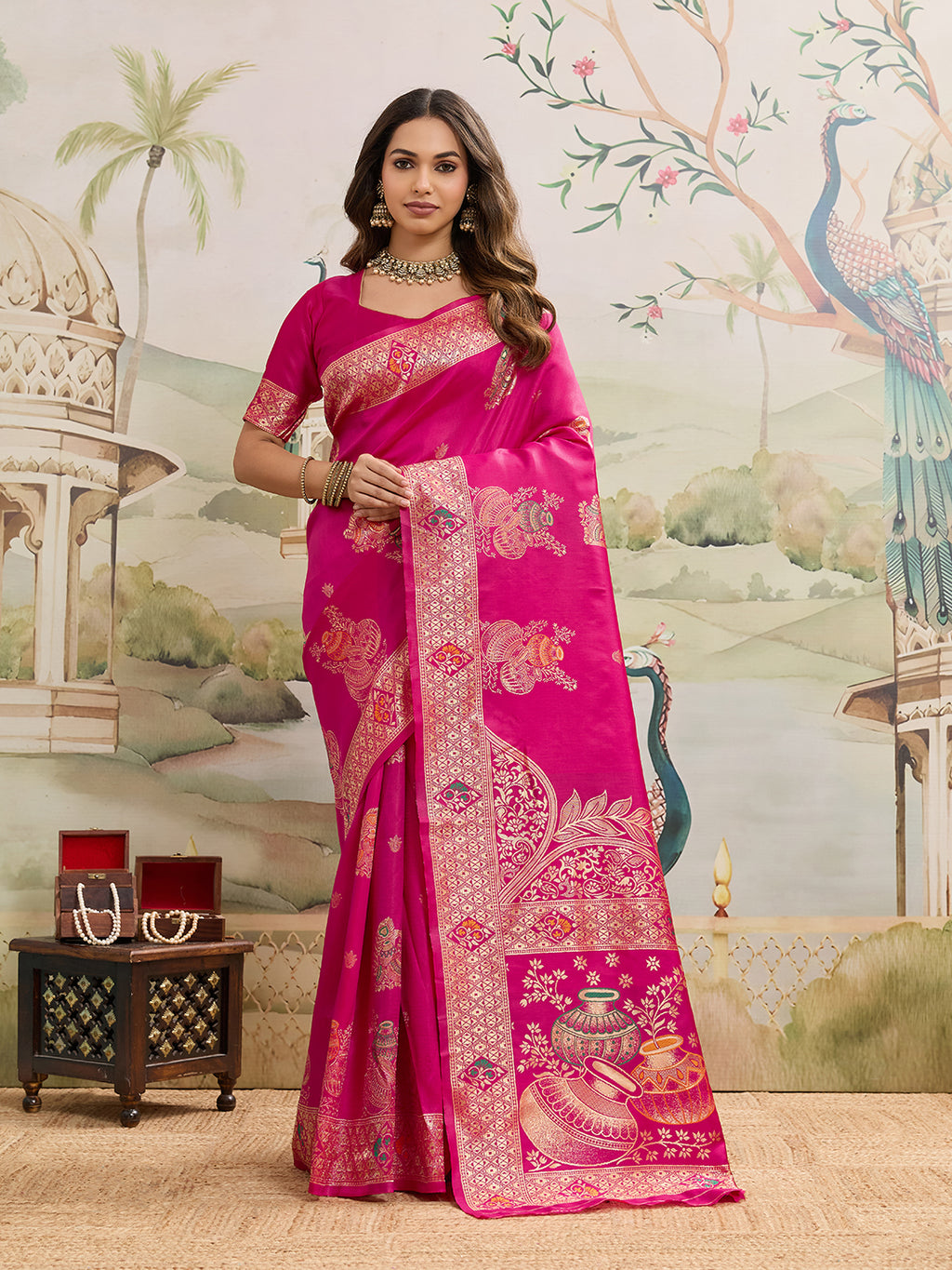 Drapekatha Rani Royale Festive Zari Woven Kota Litch Saree