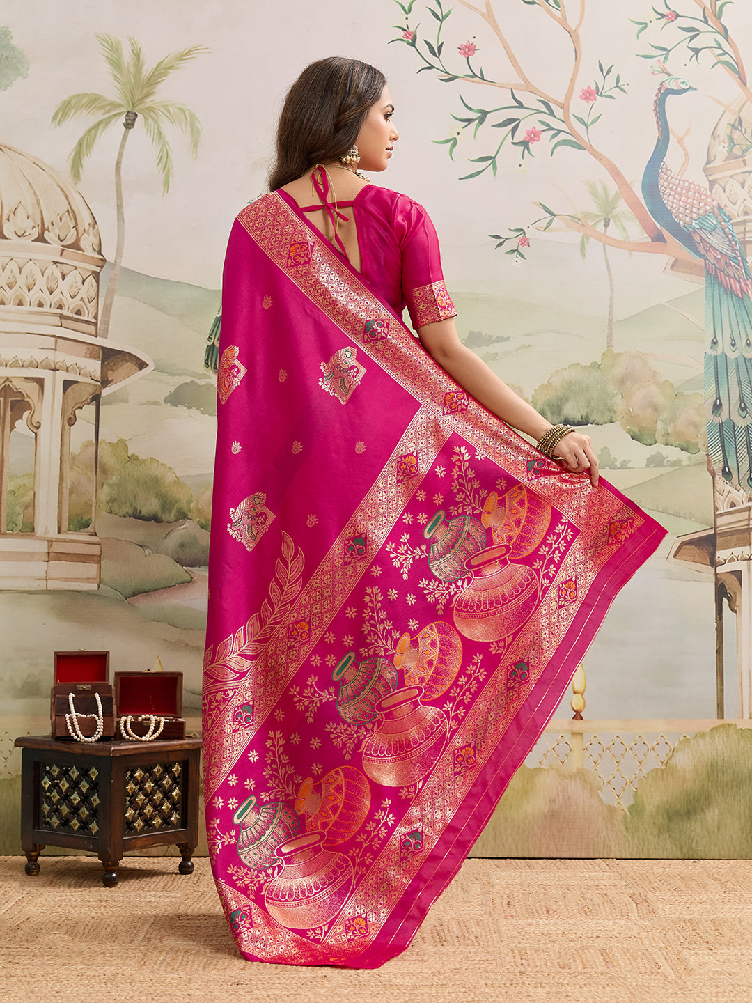 Drapekatha Rani Royale Festive Zari Woven Kota Litch Saree