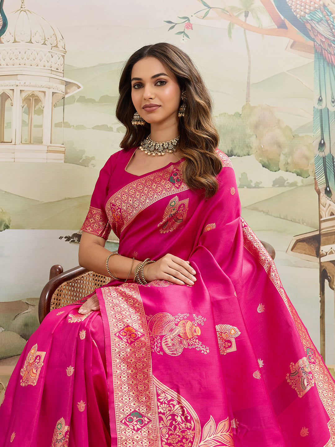 Drapekatha Rani Royale Festive Zari Woven Kota Litch Saree