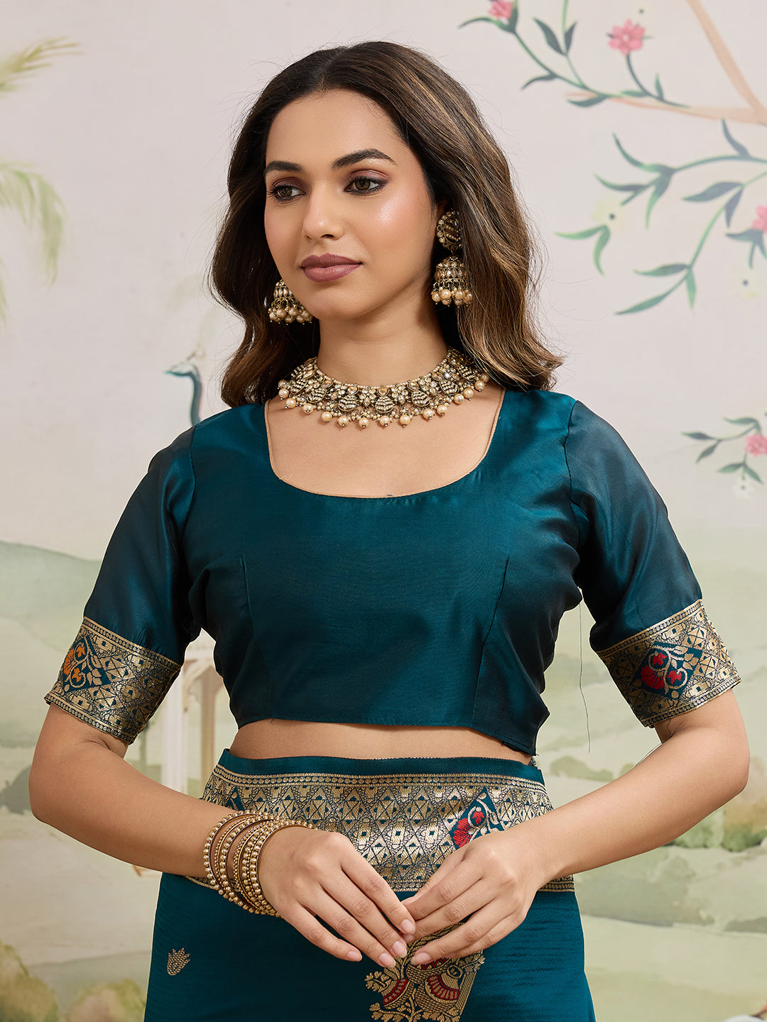 Drapekatha Peacock Aura Zari Pallu Kota Litch Saree