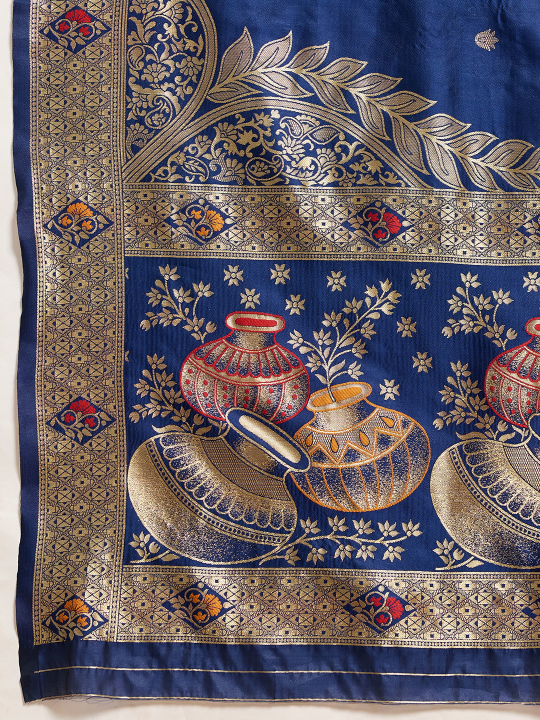 Drapekatha Regal Navy Zari Heritage Kota Litch Saree