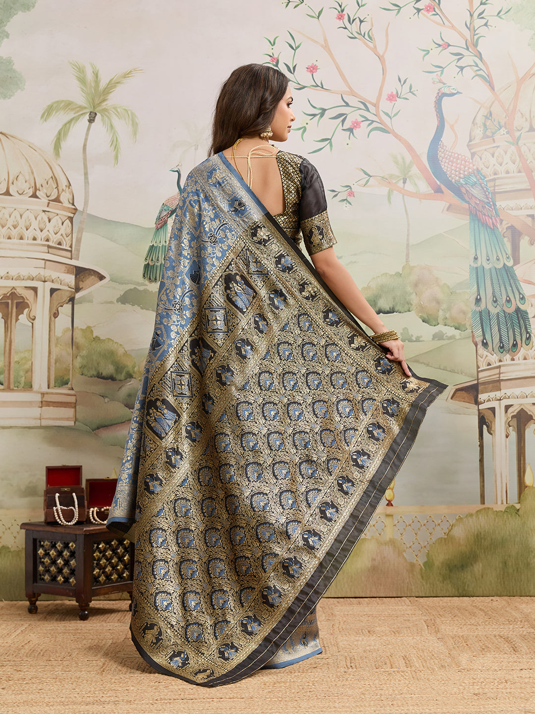 Drapekatha Royal Zari Woven Kota Litch Saree