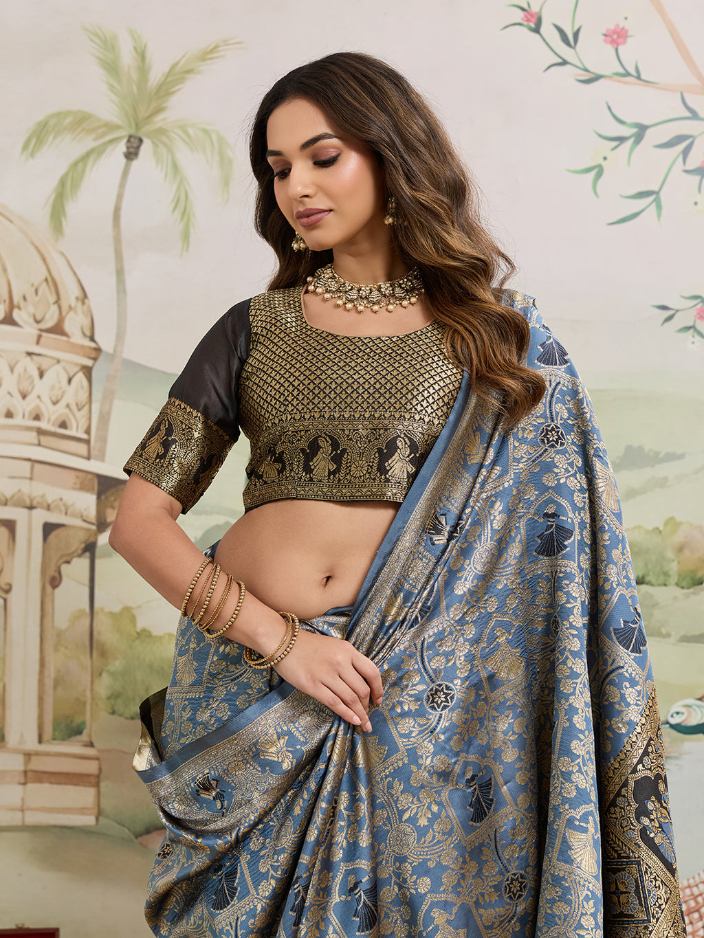 Drapekatha Royal Zari Woven Kota Litch Saree