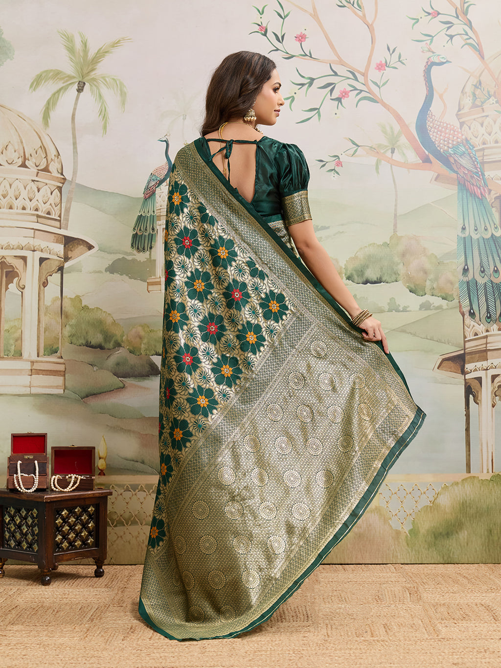 Drapekatha Festive Motif Zari Woven Kota Litch Saree